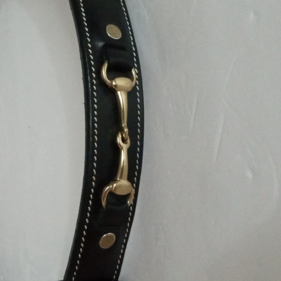 Women's  Leather Belt  sz  28"  Black  with Gold Hardware  Preowned - Picture 3 of 6